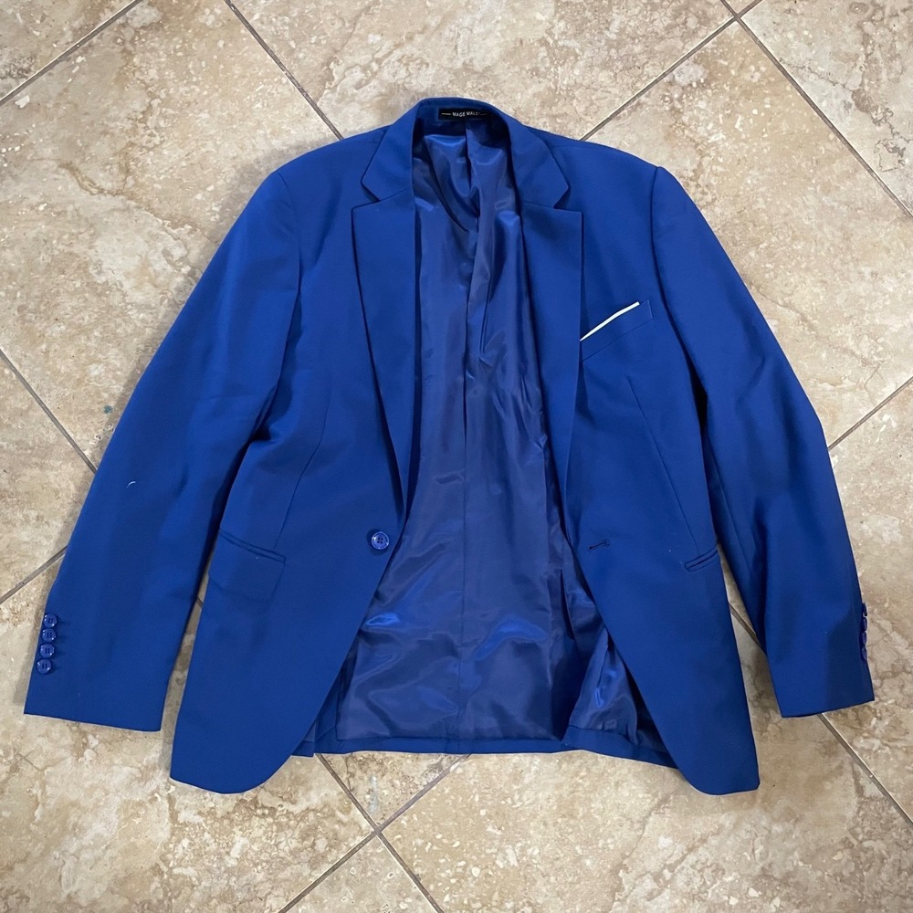 Mage Male Mens Royal Blue Slim Fit One Button Blazer Suit Jacket Size S Small